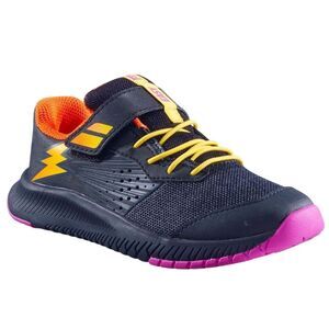 Babolat Childrens/Kids Lightning Bolt Leather Hook and Loop Tennis Shoes / Black